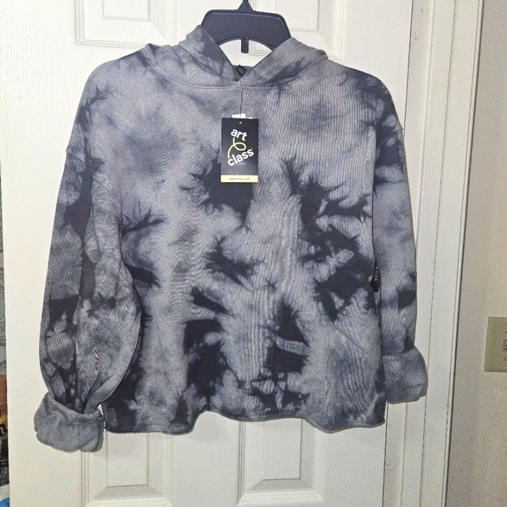 Girl's Art Class Cropped Hoodie Charcoal and Black          Size XXL (18)